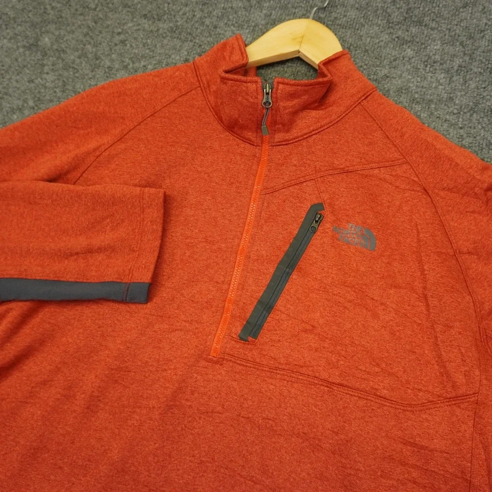 The North Face Pullover Men XL Orange Quarter Zip Heathered Activewear Pocket